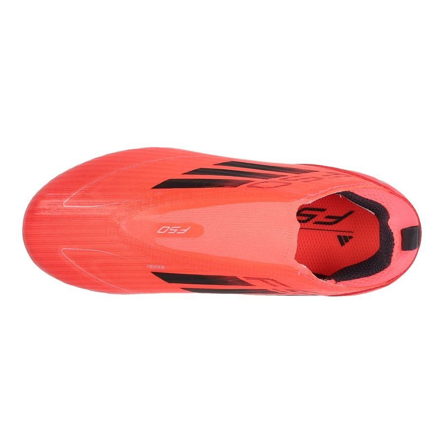 adidas F50 League Laceless FG/AG Vivid Horizon - Turbo/Aurora Black/Argenté Enfant