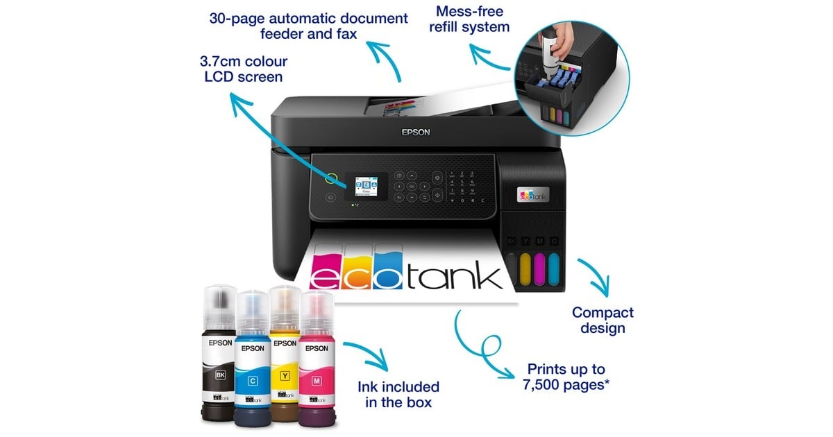EpsonEcoTank ET-4800 all-in-one inkjetprinter met faxfunctie  (Zwart)