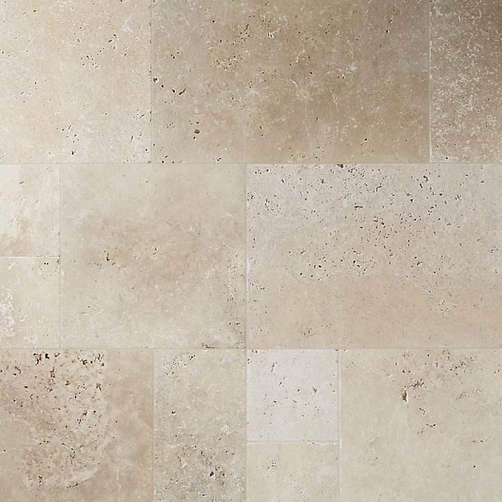 Carrelage sol beige multi formats Travertino pierre naturelle