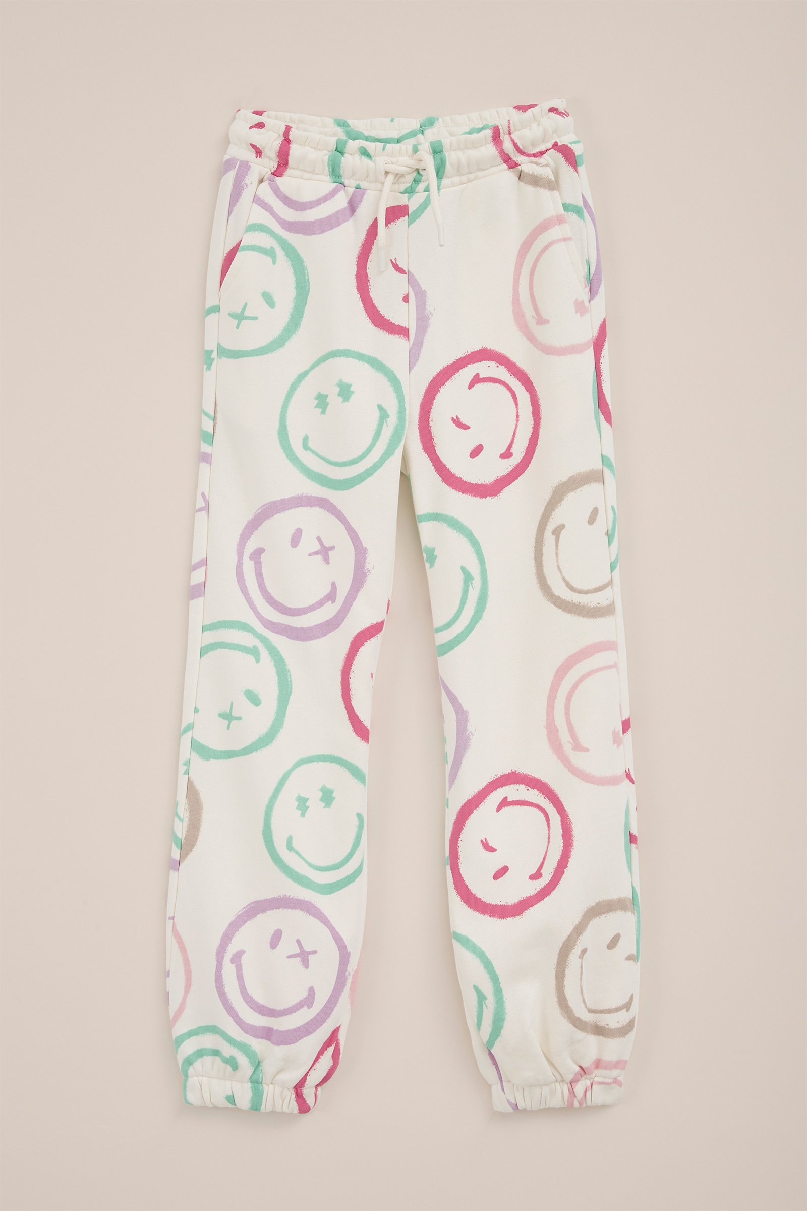 Meisjes SmileyWorld® joggingbroek met dessin WE Fashion Wit