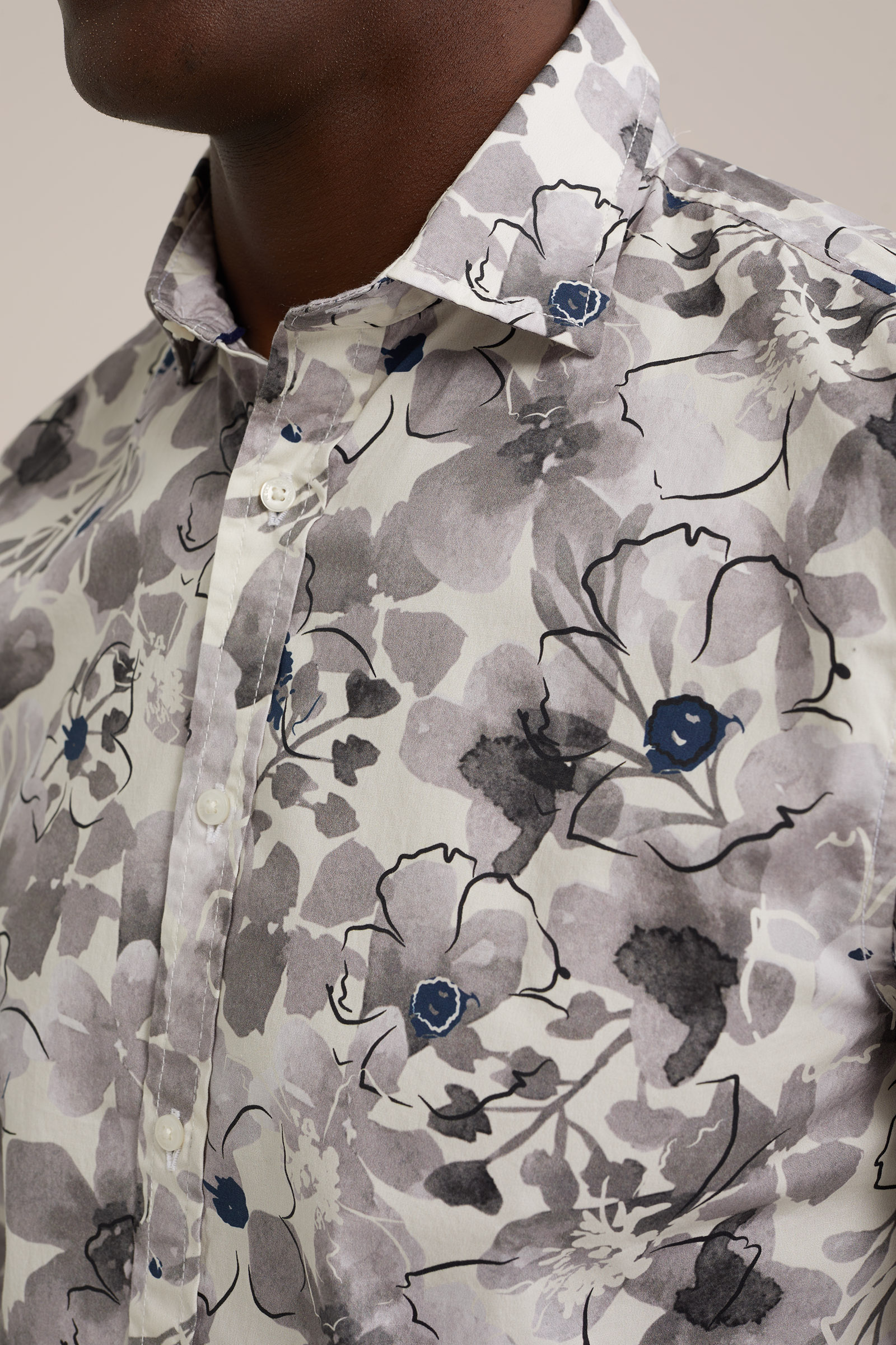 poplin overhemd met dessin WE Fashion Gebroken wit
