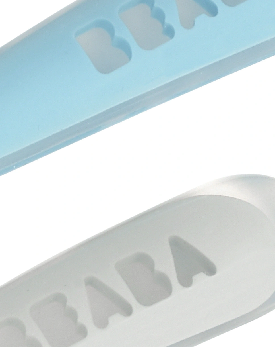 Silikon-Löffel FIRST MEAL 2er Set mit Box in grey/blue