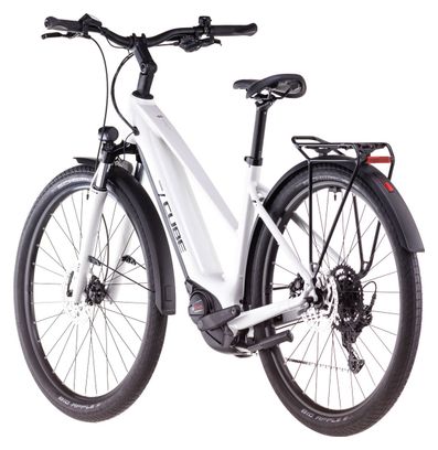 VTC Électrique Cube Touring Hybrid One 625 Trapeze Shimano Cues 9V 625 Wh 700 mm Blanc Cotton Gris 2025
