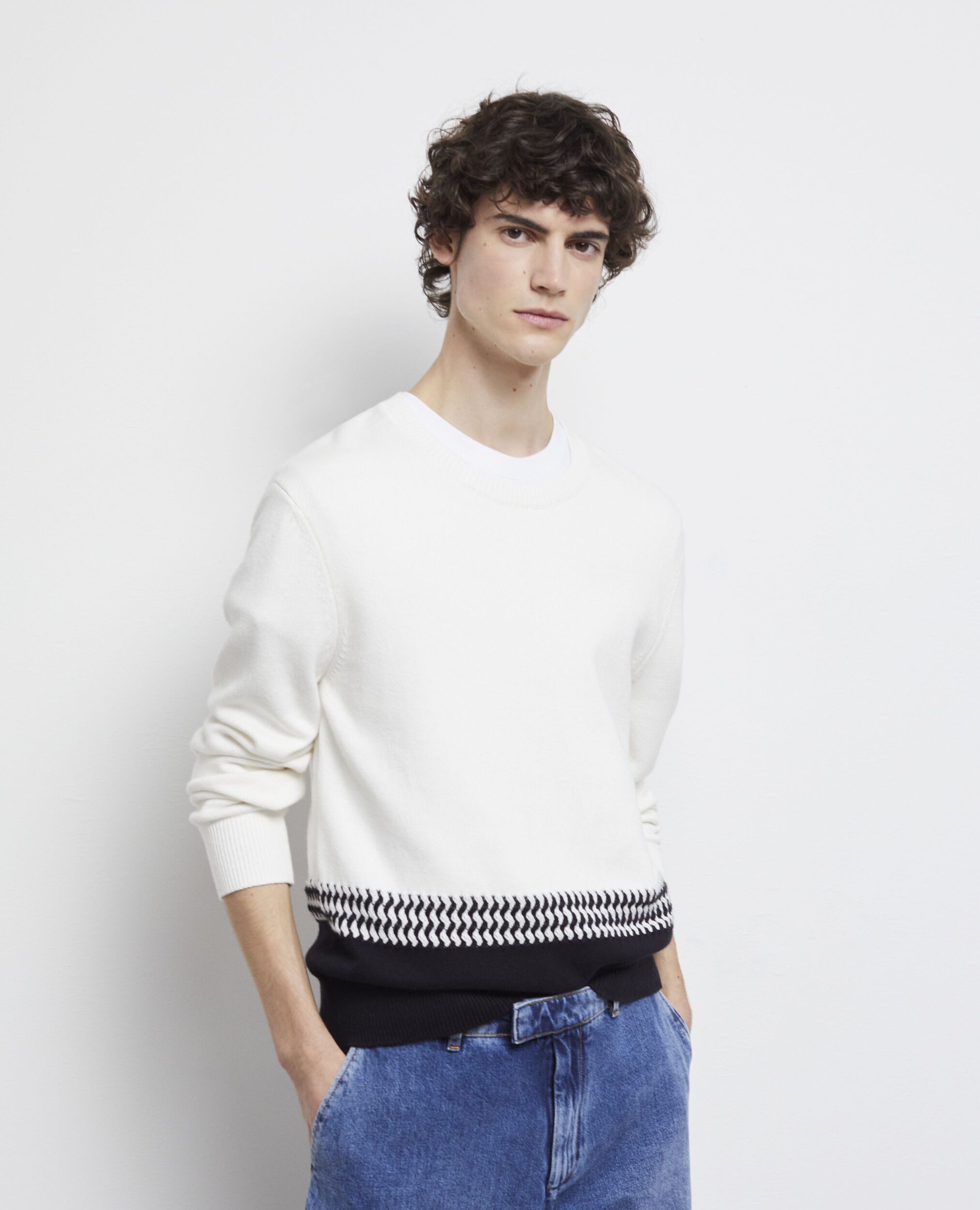 Pull en maille bicolore