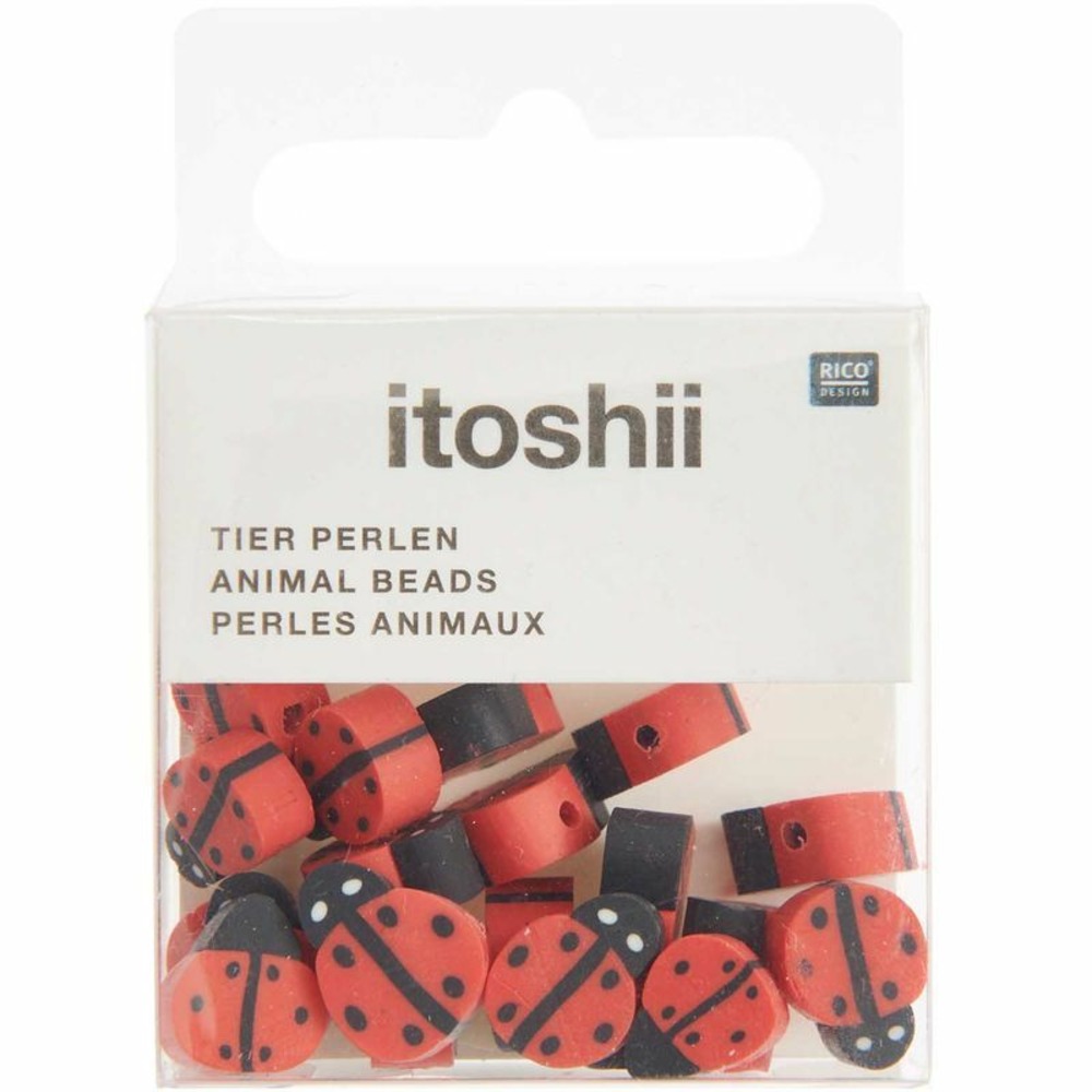 20 perles coccinelle 11 mm
