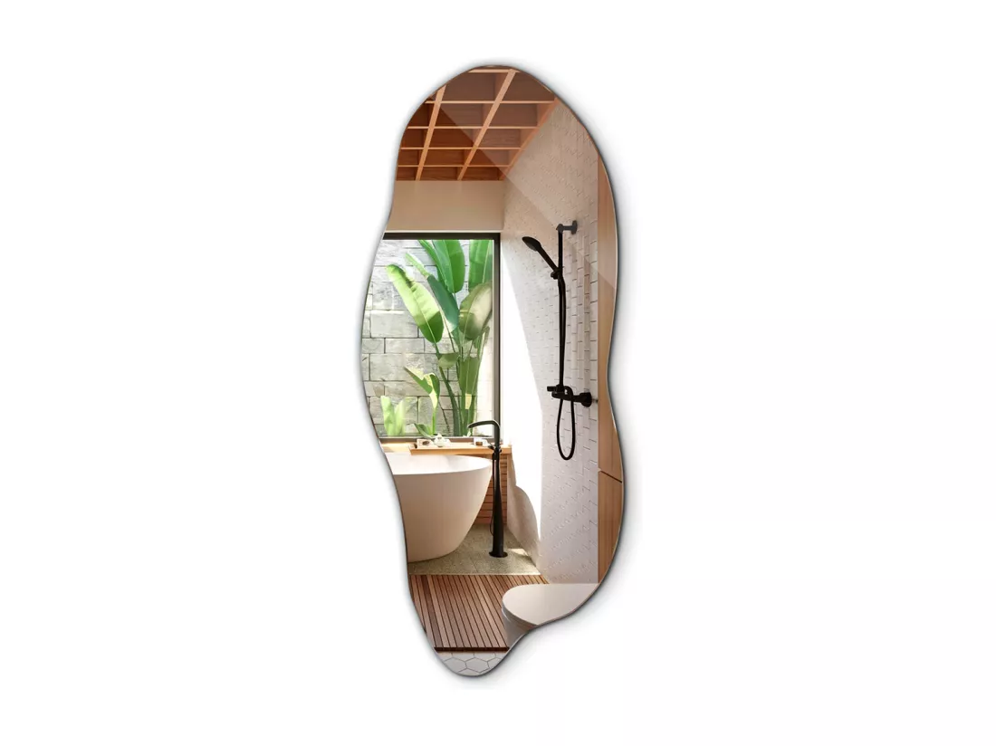 Miroir Asymétrique Organique 35x80 cm – Décoration Murale Moderne pour Salon ou Salle de Bain