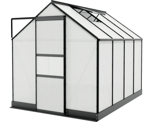 Vitavia Apollo 5000 kas, 6 mm dubbelwandige polycarbonaat panelen met fundering, 195x261 cm, zwart