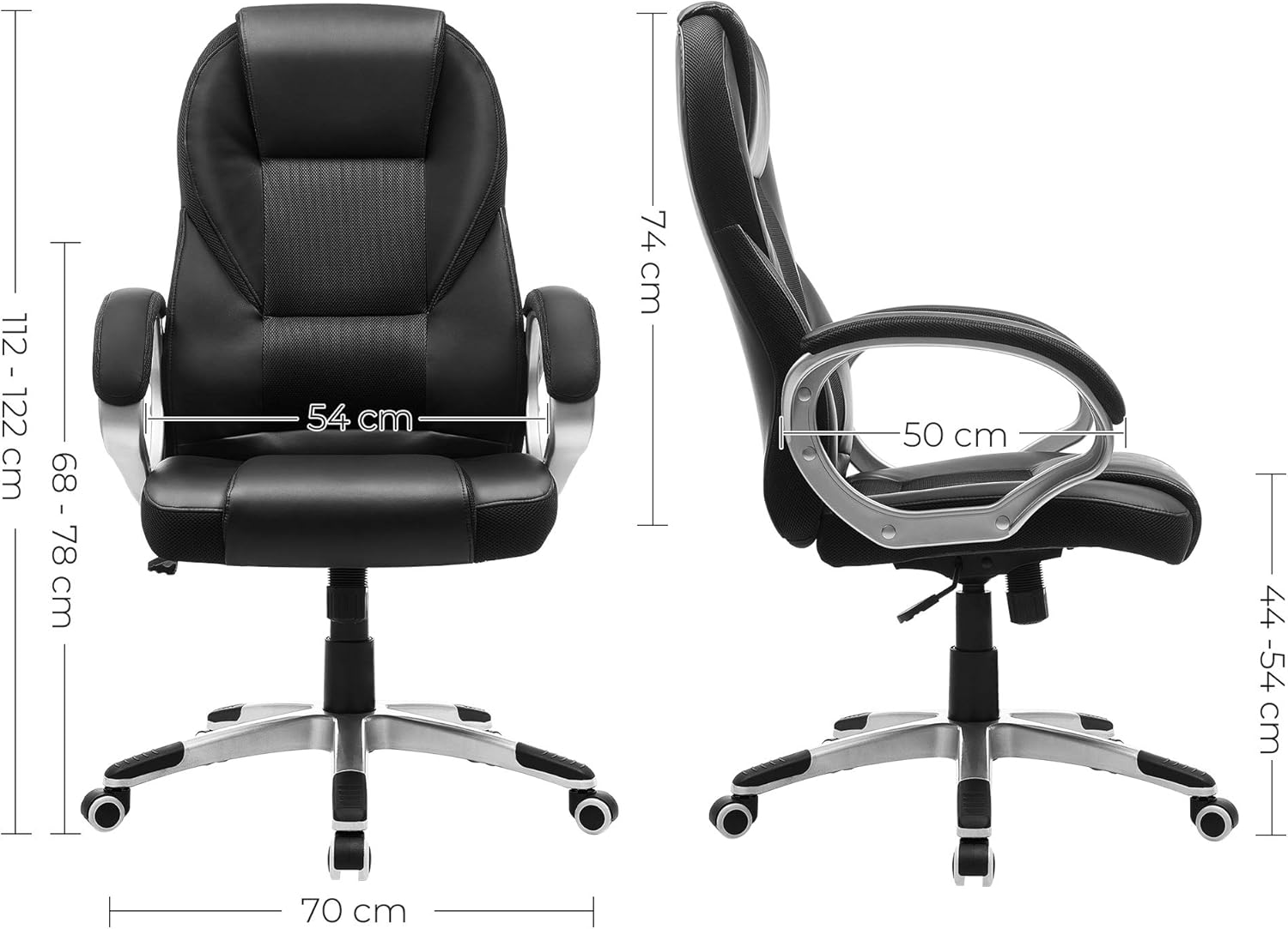 SONGMICS Bürostuhl Chefsessel Drehstuhl Computerstuhl Sitzhöhenverstellung office Stuhl Polsterung, OBG22B DN3762062