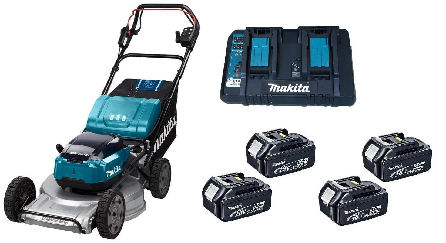 Makita DLM533PT4 36V (2x18V) Li-ion accu grasmaaier set (4x5.0Ah) - zelfrijdend - koolborstelloos