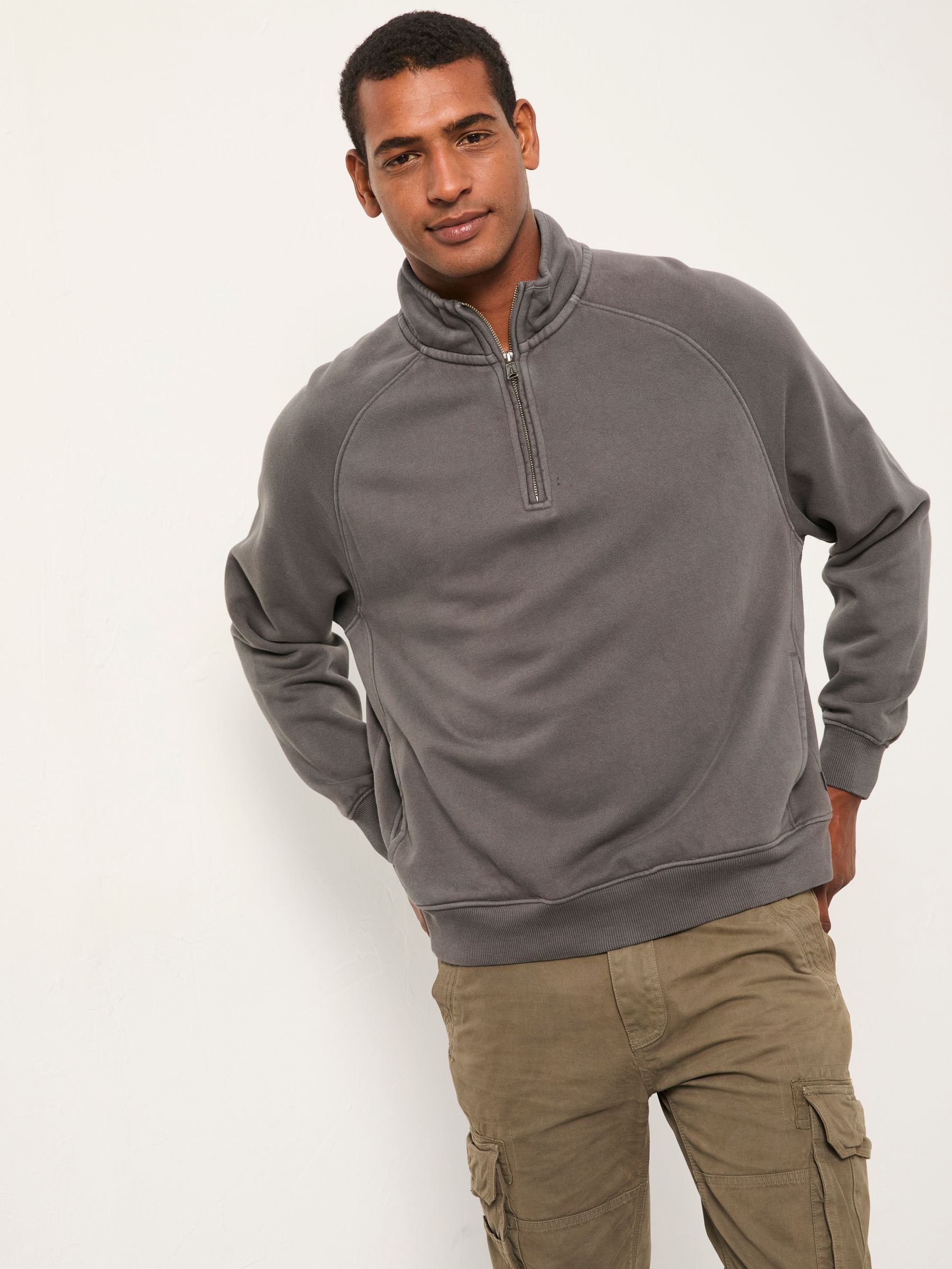 Grijs - FatFace sweater met halfhoge kraag