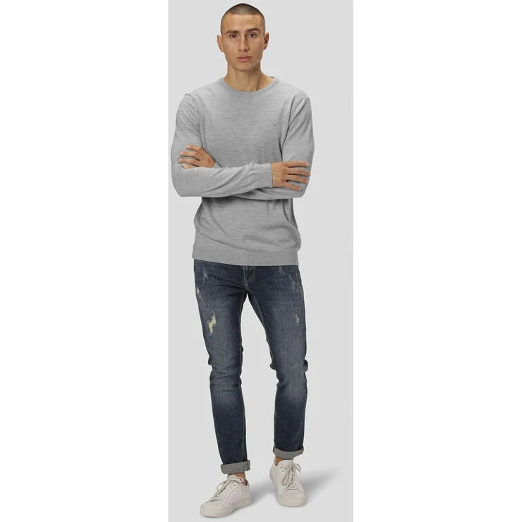 Clean Cut Copenhagen Merino Wool Crew Light grey mel