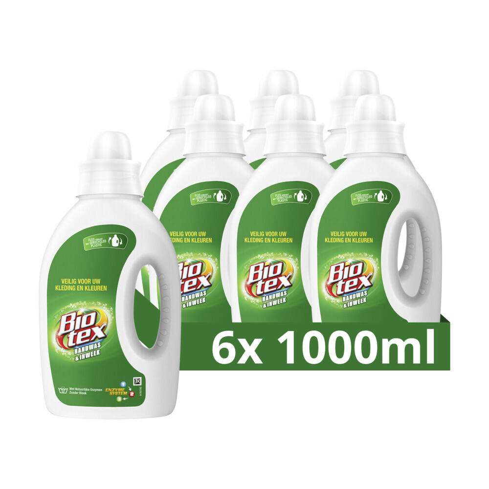 6x Biotex Vloeibaar Wasmiddel Handwas & Inweek1 liter