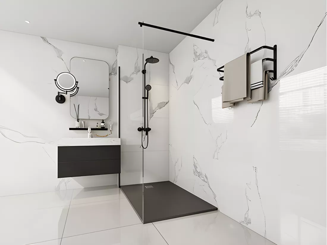 Receveur extra-plat à poser ou à encastrer découpable en résine SMC - Noir - 140 x 90 cm - MIRNOSA