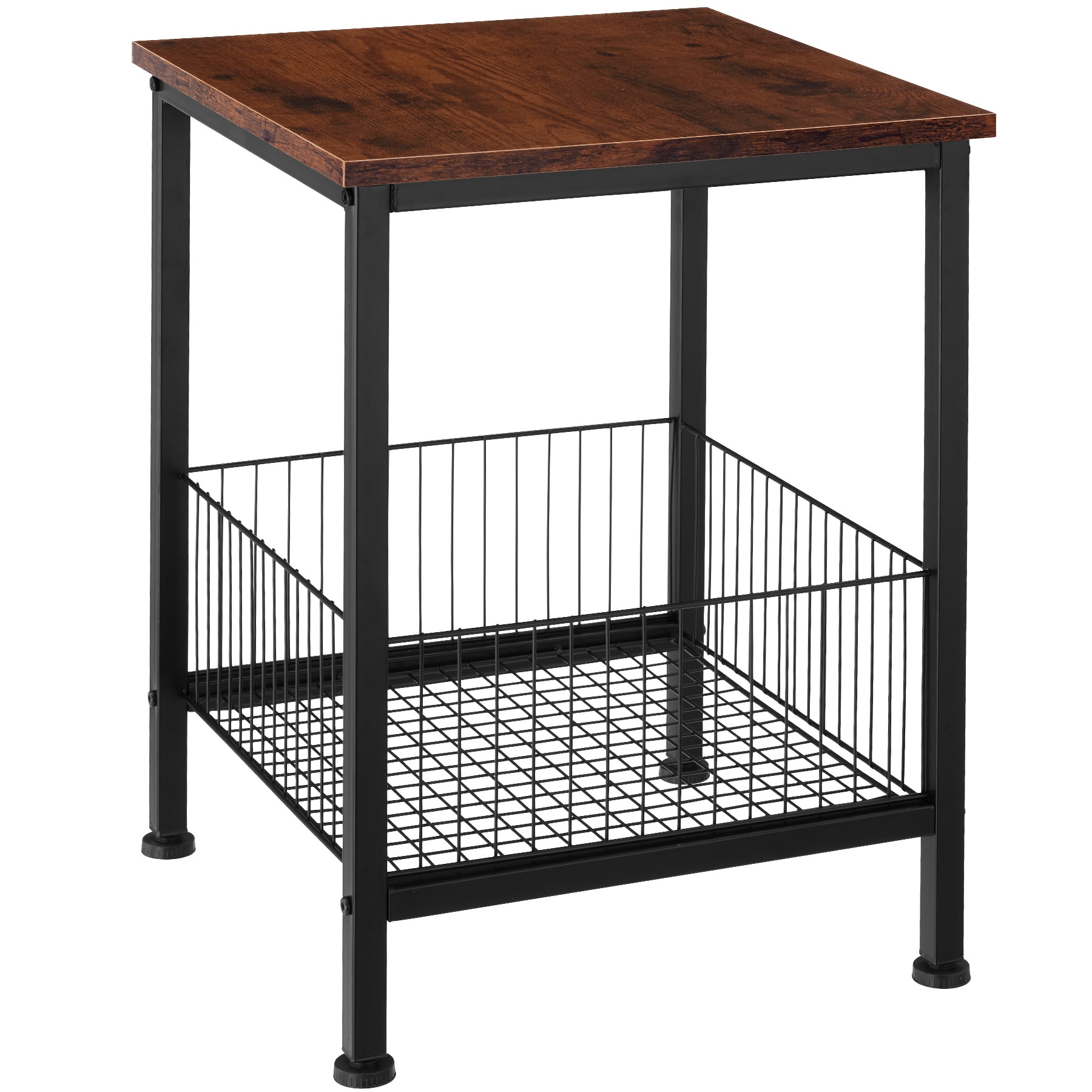 tectake® Beistelltisch, Industrial Style, mit Gitterkorb, 40 x 40 x 55,5 cm