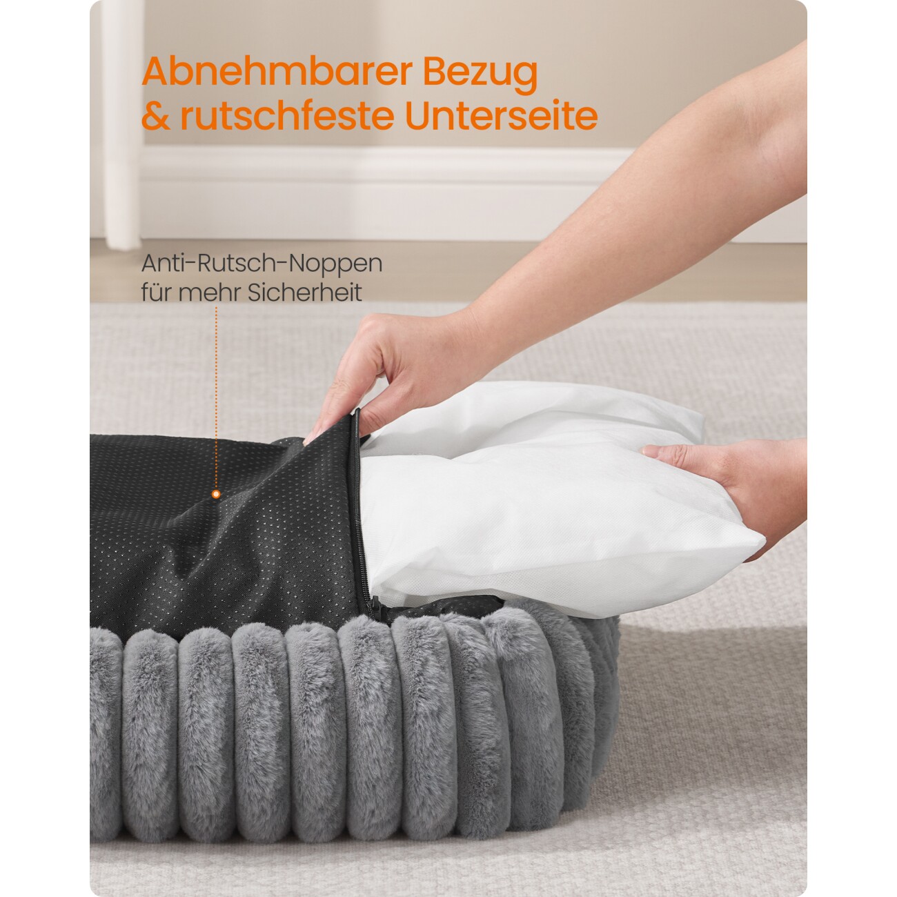 FEANDREA Hundebett orthopädisches Hundekörbchen,Hundekissen waschbar, flauschig L