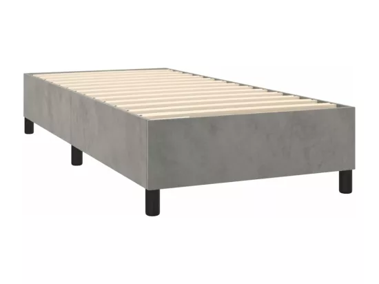 Sommier tapissier et matelas et LED Gris clair 90x190cm Velours