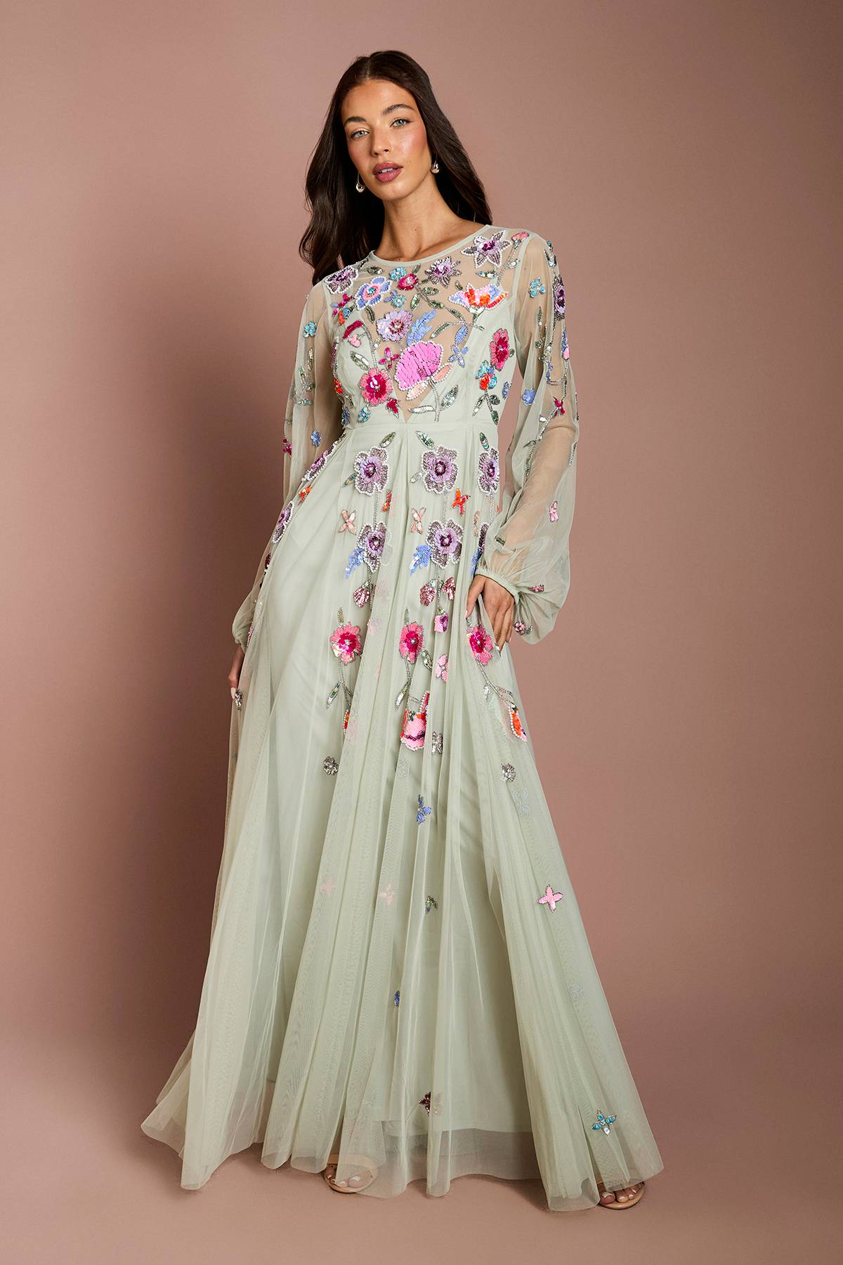 Coast Robe Longue En Mousseline Ornée De Détails