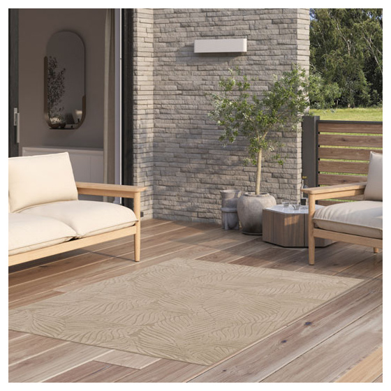 Tapis intérieur et extérieur en relief - lauria - beige - 120 x 170 cm