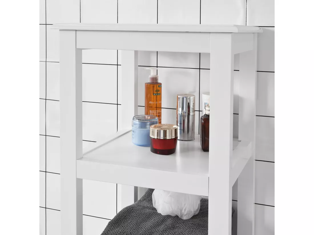 Meuble Colonne de Salle de Bain Armoire Toilette haute – Blanc, FRG205-W