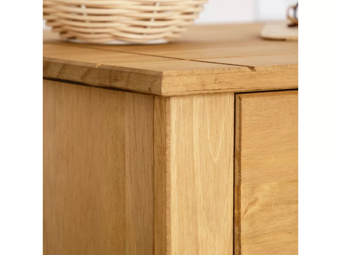 Table de chevet CANCUN H 41 cm en bois massif finition laquée avec 2 tiroirs, table de nuit meuble de rangement
