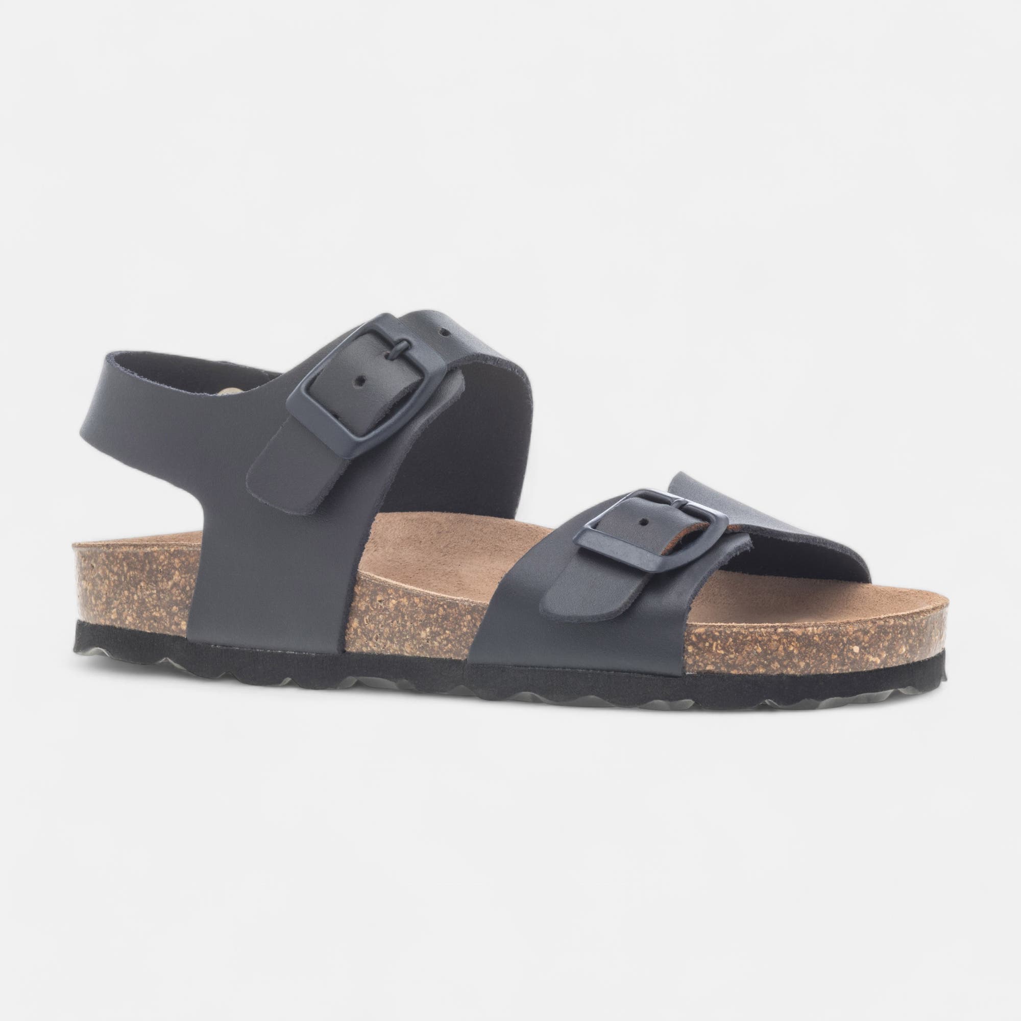 Mules semelle liège Garçon en cuir bleu