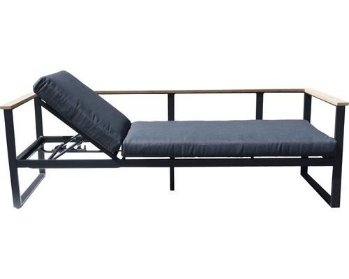 Garden Place Cleo aluminium-houten tuinmeubelset, 6-zits, bestaande uit: 2 banken, fauteuil, tafel inclusief kussens, aluminium antraciet, hout