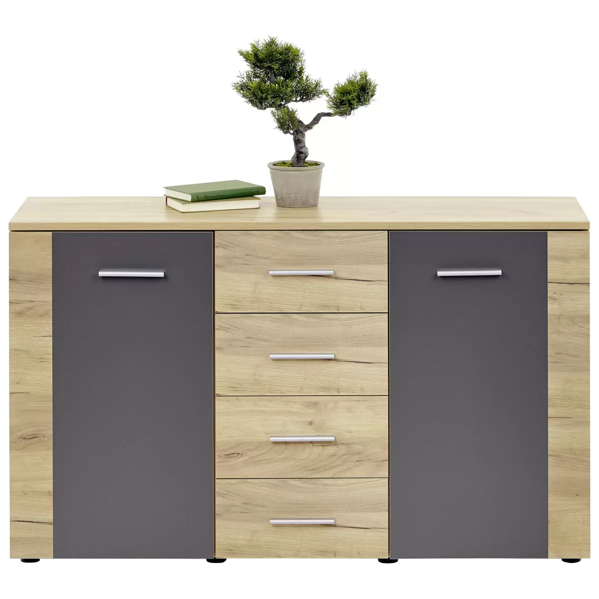 Kommode Uno UNK02 grau,Eiche