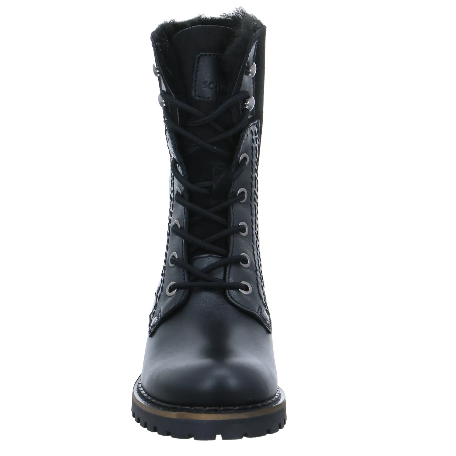 SCHUHENGEL Boot Schwarz Leder  mit Woll- & Lammfellfutter