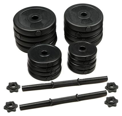 Banc de musculation set d'haltères courts 2 x 15 kg inclinable réglable charge max 200 kg banc d haltérophilie multifonction poids disques pour fitness gym 01_0000207