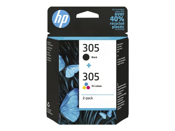 HP 305 - 2-pack - svart, farge (cyan, magenta, gul) - original - blekkpatron - for Deskjet 23XX, 27XX, 28XX, 41XX, 42XX; DeskJet Plus 41XX; ENVY 60XX