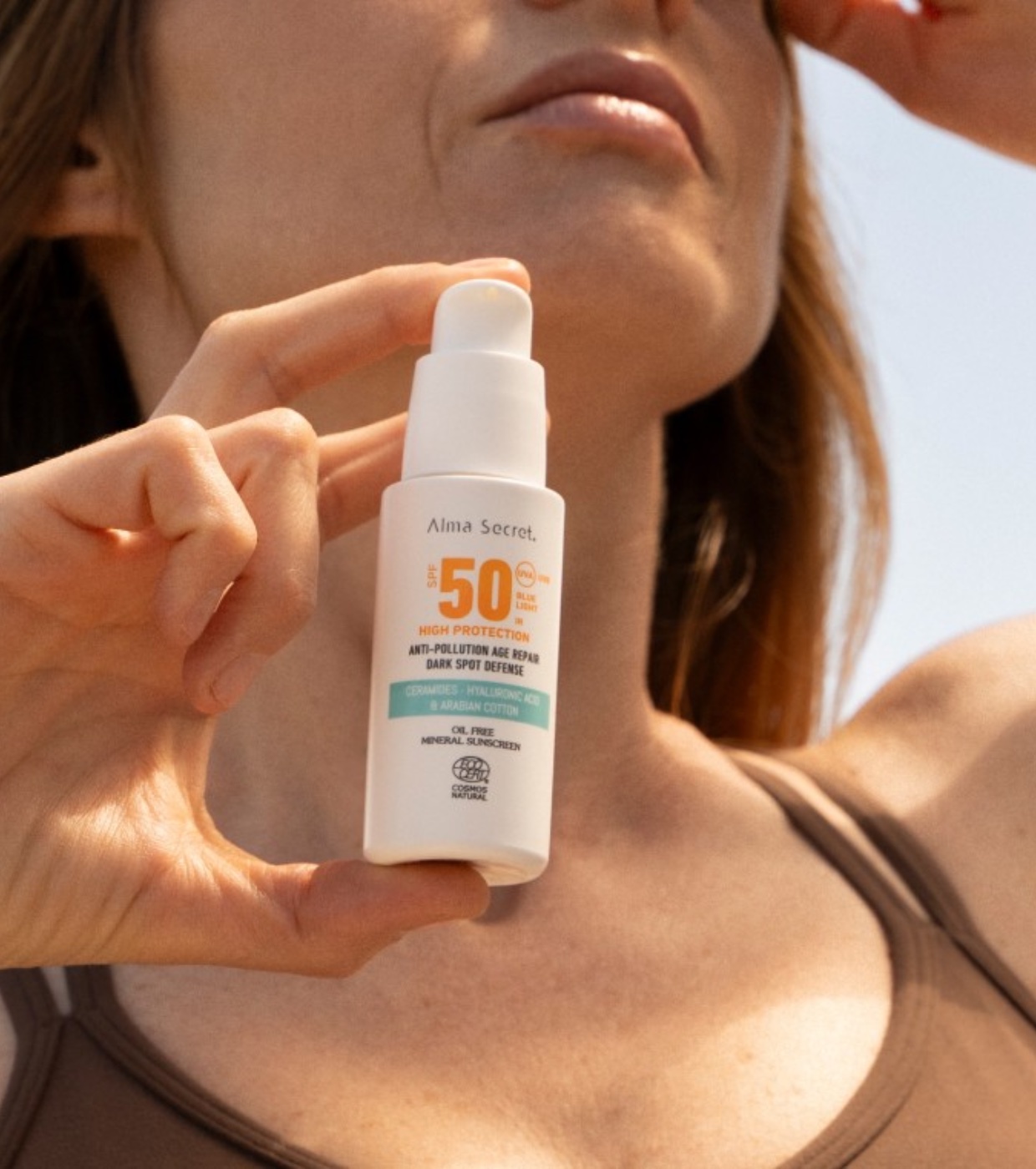 Alma Secret - Creme facial com alta proteção solar FPS50 para todos os tipos de pele