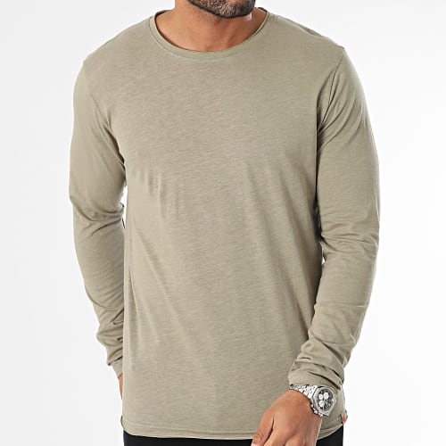 Tee Shirt Manches Longues Vert Kaki Chiné