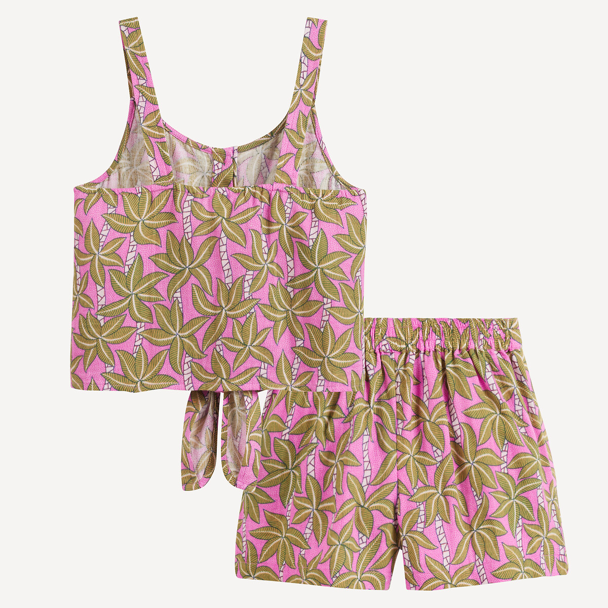 COLEÇÃO LA REDOUTE<br>Conjunto de duas peças, top e shorts com estampa de palmeiras