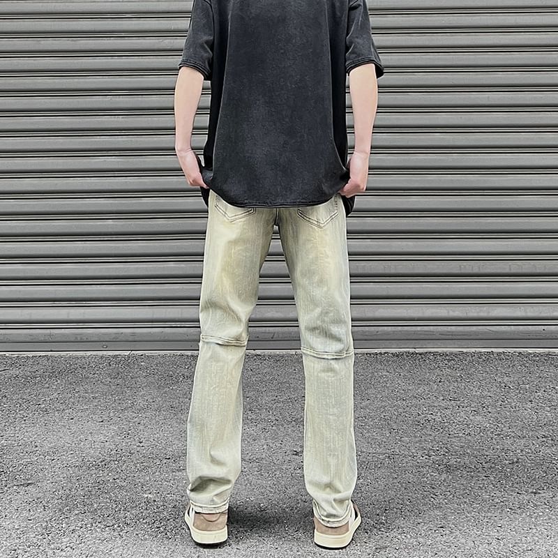 WidoWilder - Mid Rise Washed Straight Leg Jeans
