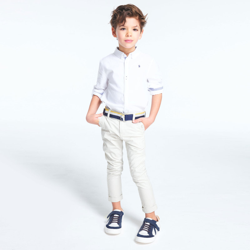 Chemise Oxford à col américain blanche garçon