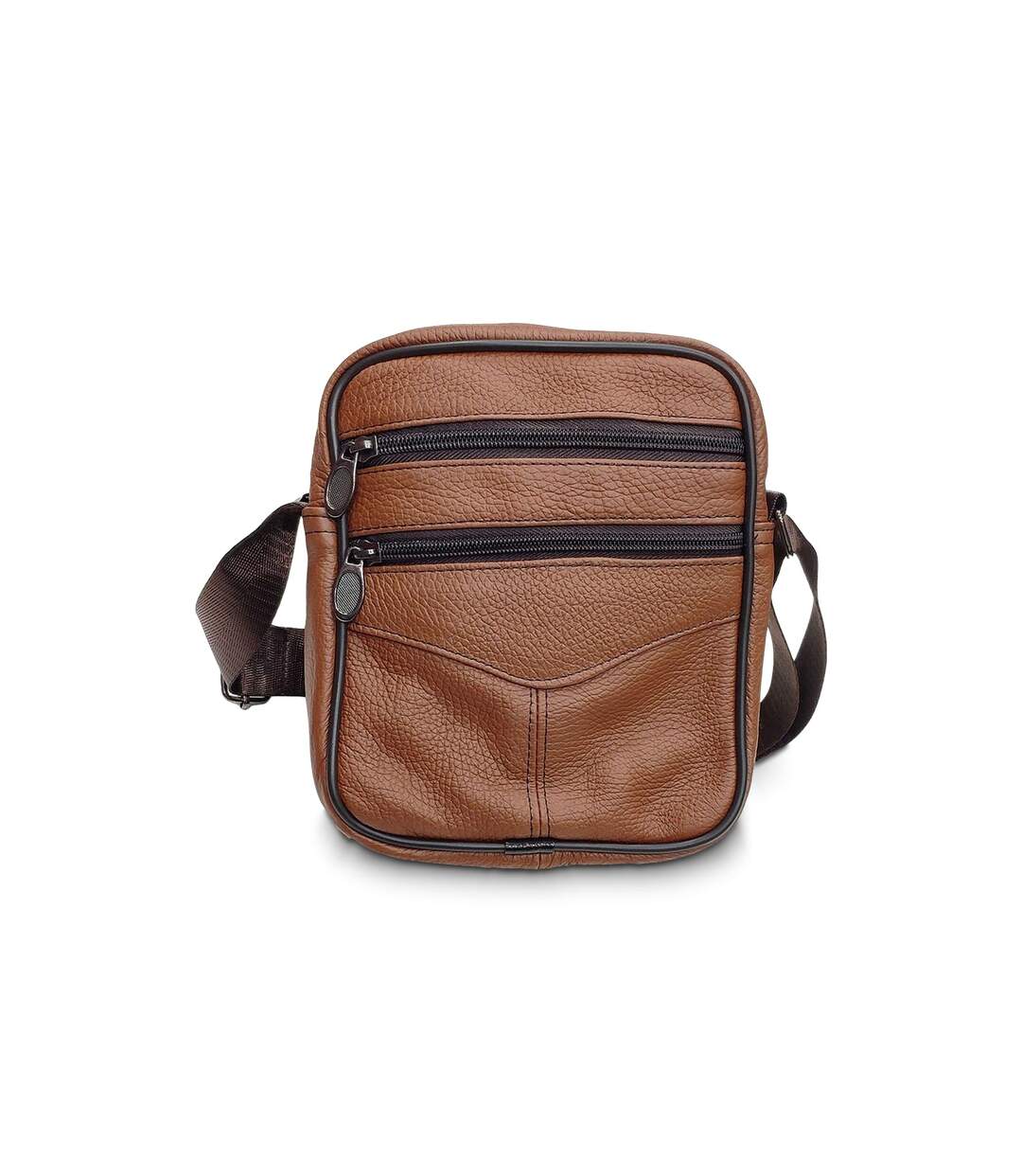 Sacoche bandoulière pour homme multi poches  - CUIR vachette - Couleur marron