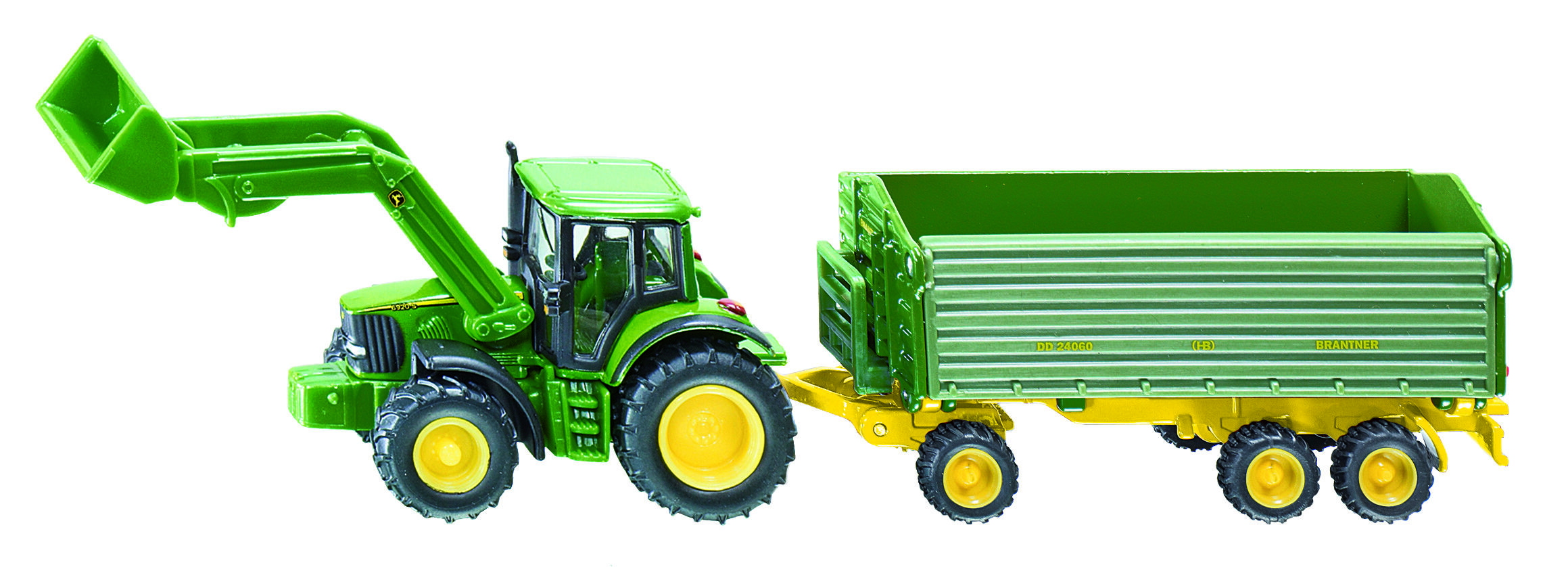 Siku John Deere met Voorlader en trailler - Tractor - Groen