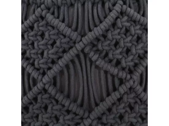 Pouf fait à la main en macramé Anthracite 45x30 cm Coton