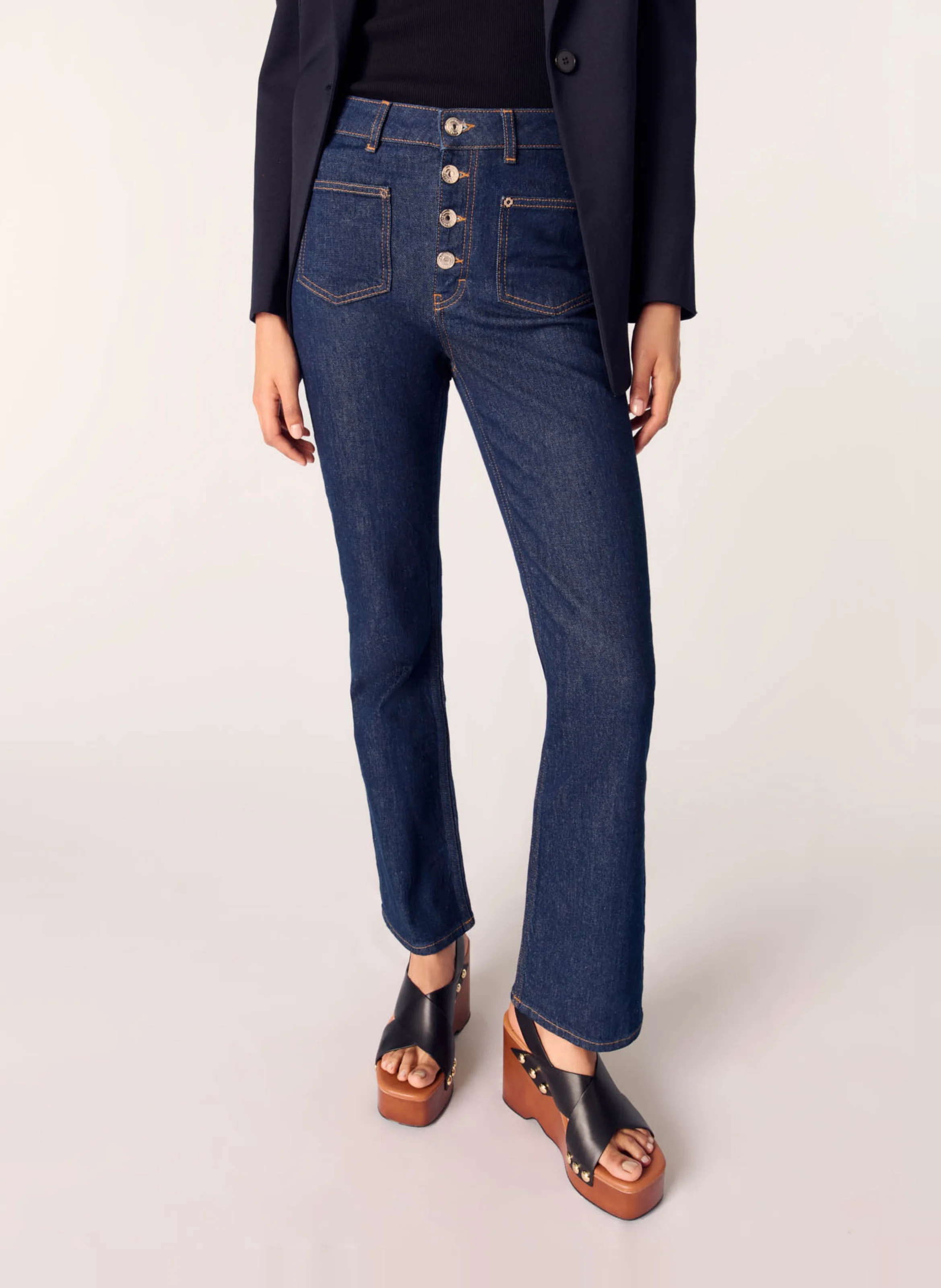 Jean droit taille haute | Bleu
