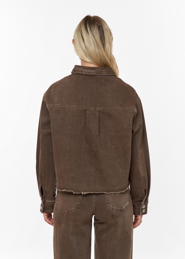 Denim blouse choco bruin