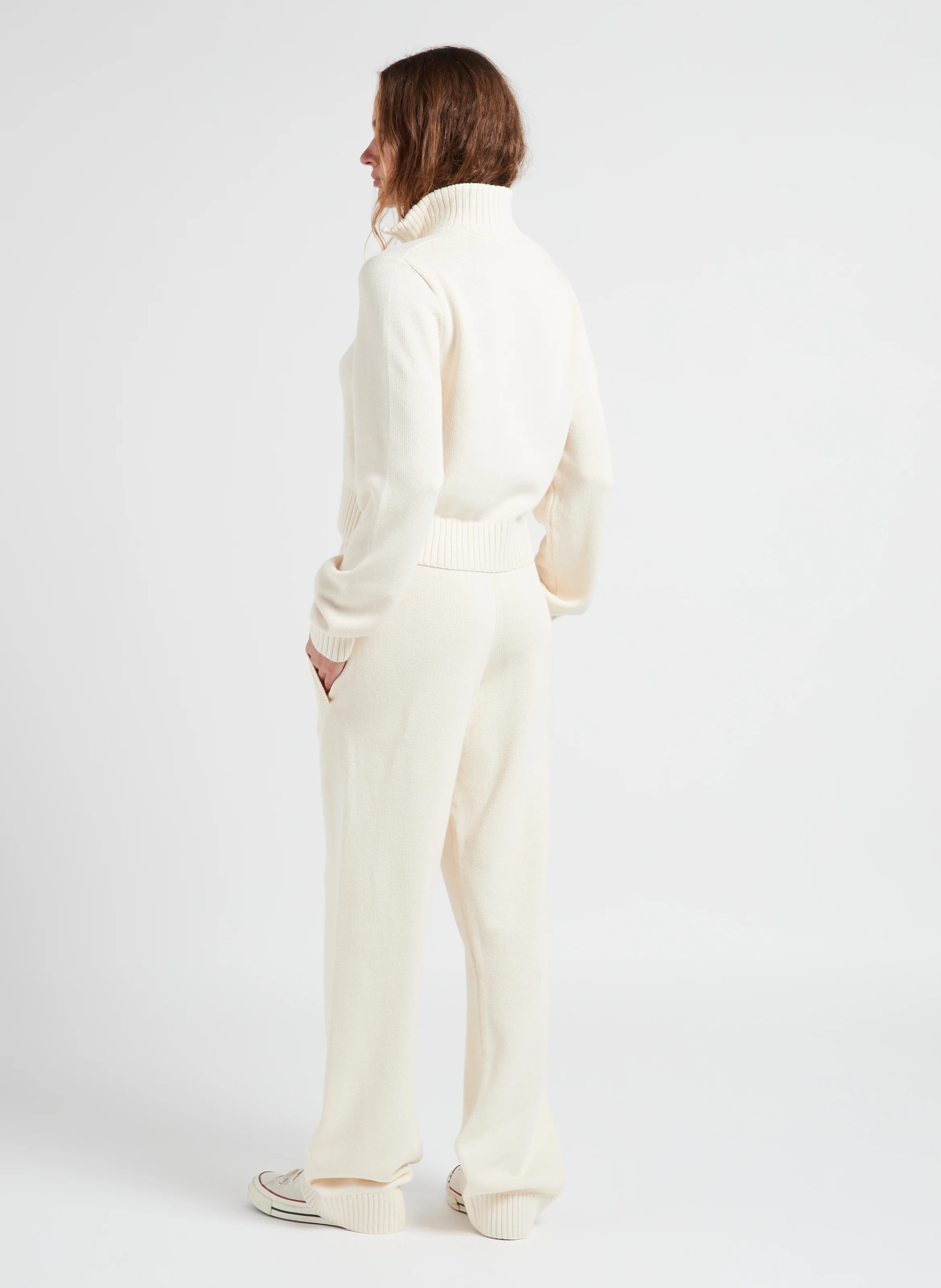 Pantalon droit en coton| Beige