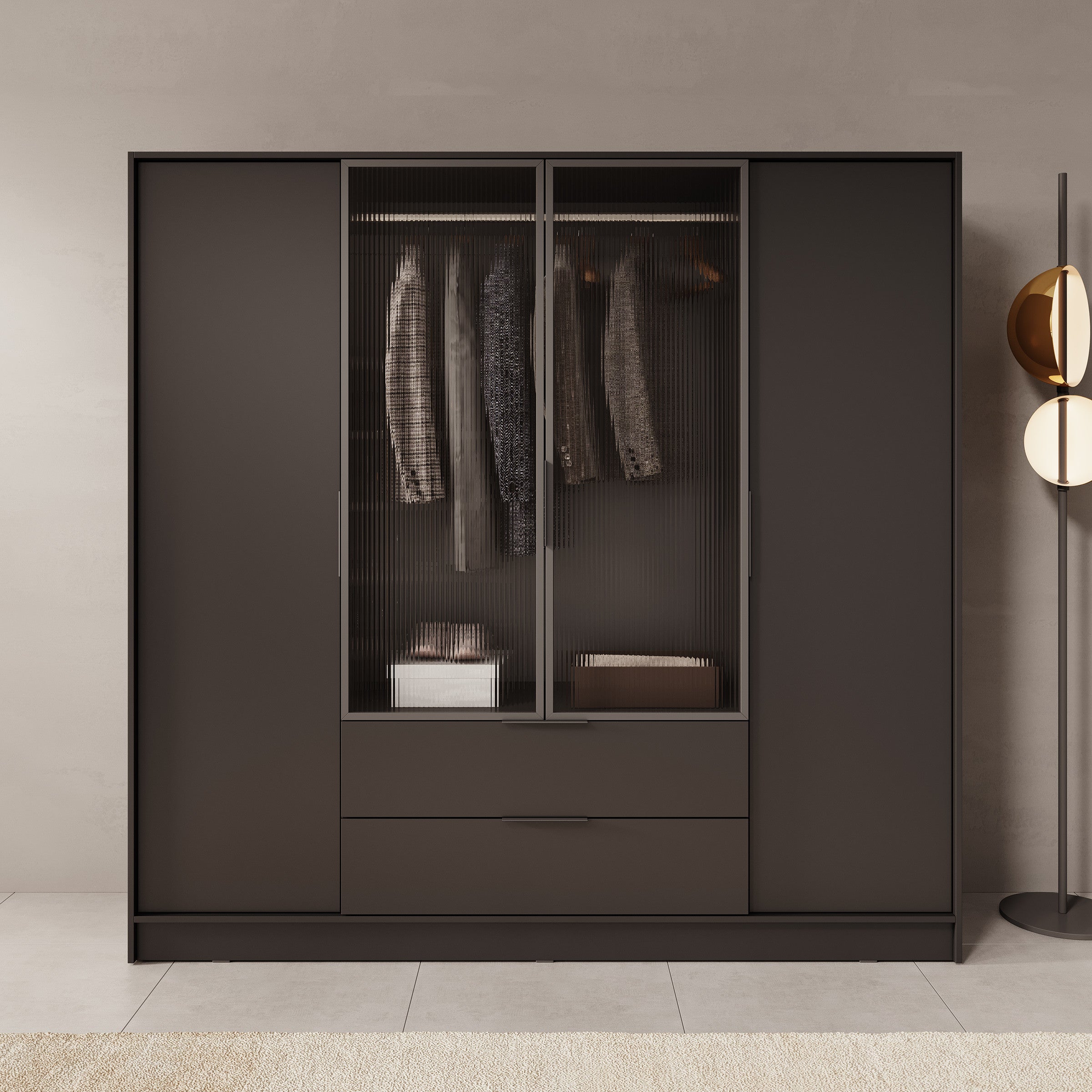 Meubella - Kledingkast Knox - Zwart - 206 cm