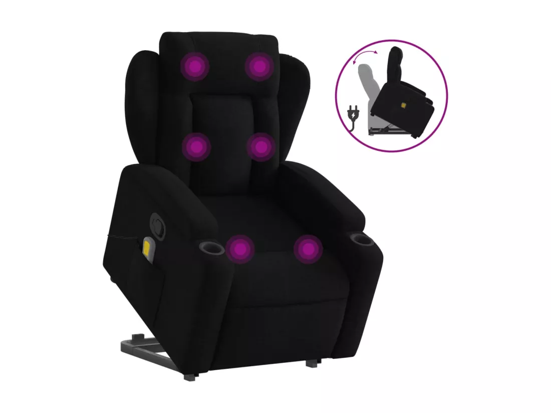 Fauteuil massant inclinable Noir Tissu