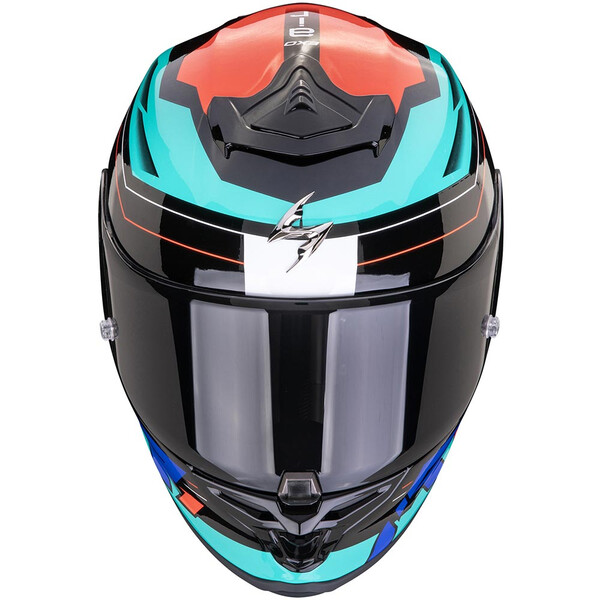 Scorpion - Casque Exo-R1 Evo Air Blaze Noir / Turquoise / Bleu / Rouge