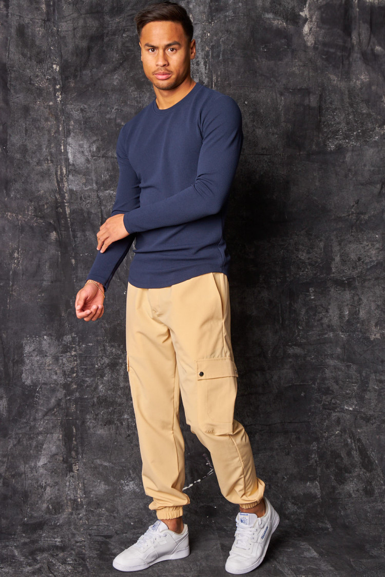 Pantalon de jogging fluide cargo beige