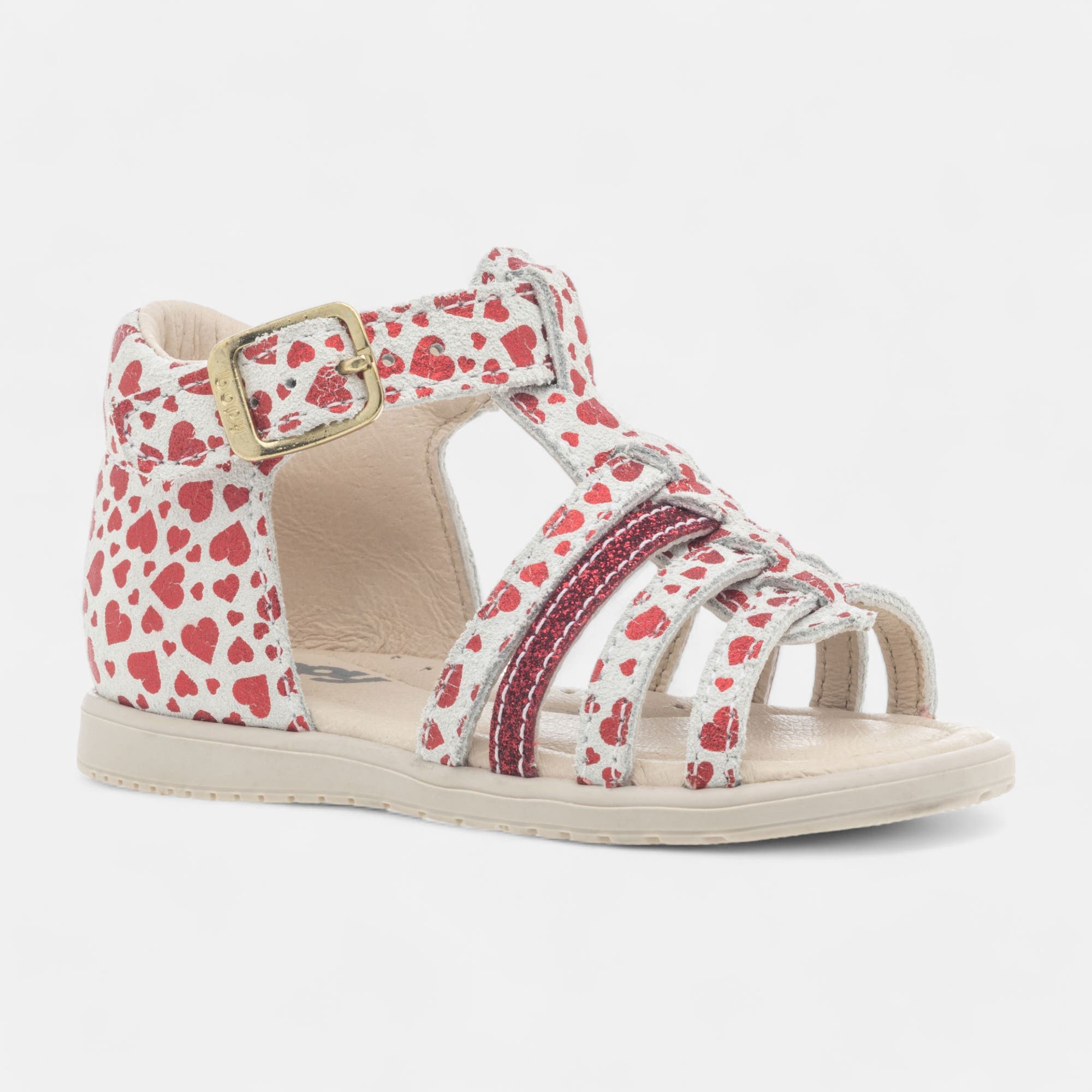 Nu-pieds Bébé fille en cuir rouge