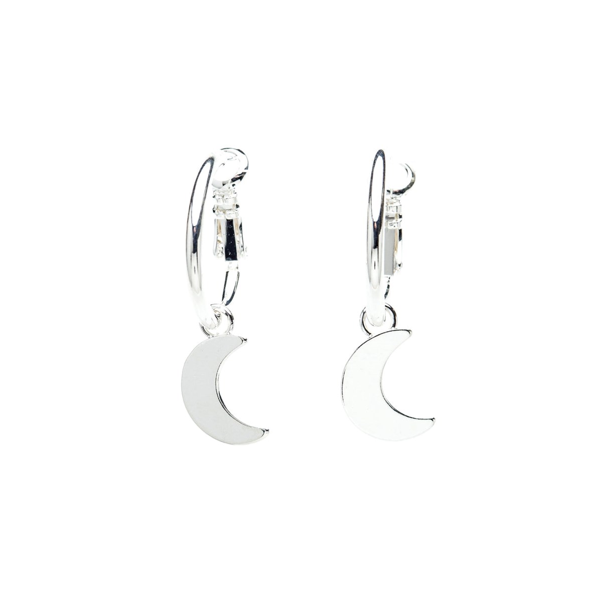 mini boucles d'oreilles créoles lunes plaqué argent - SÉLÉNÉ