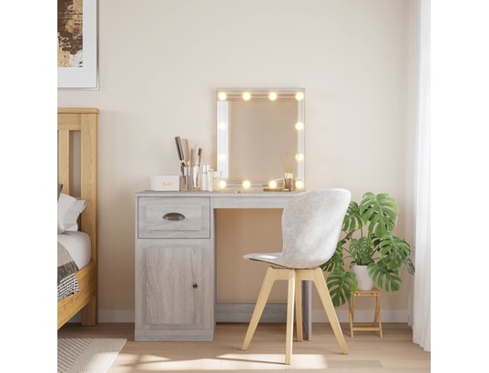 VIDAXL - Coiffeuse avec lumières led sonoma gris 90x42x132,5 cm