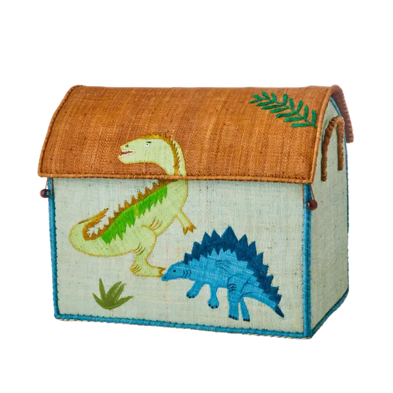 Rice | Middelgroot Raffia Opberghuis | Meerkleurig | Dinosaur Theme