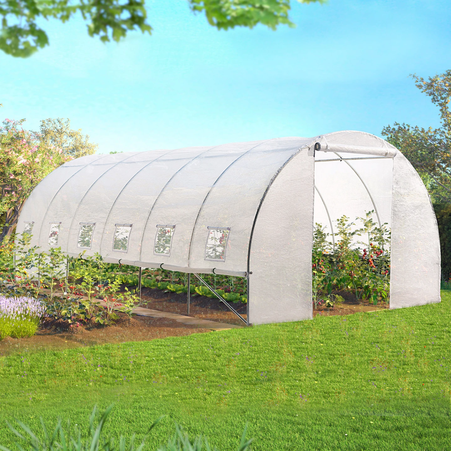 Serre tunnel de jardin 4 saisons 18M² blanche gamme maraîchère CRIMÉE 6x3M